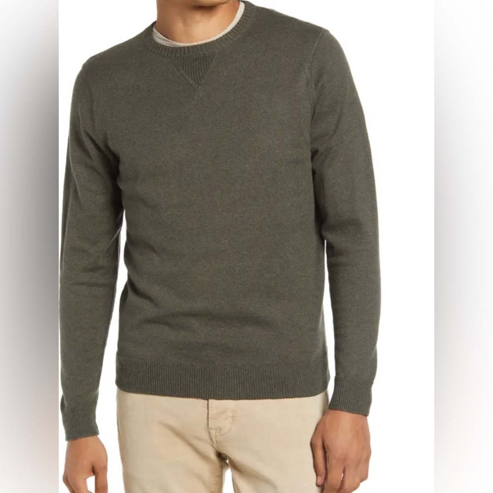 Treasure & Bond Cotton & Cashmere Crew Sweater Olive Night Green XXL